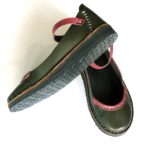 Green ballerinas cut low at the toe